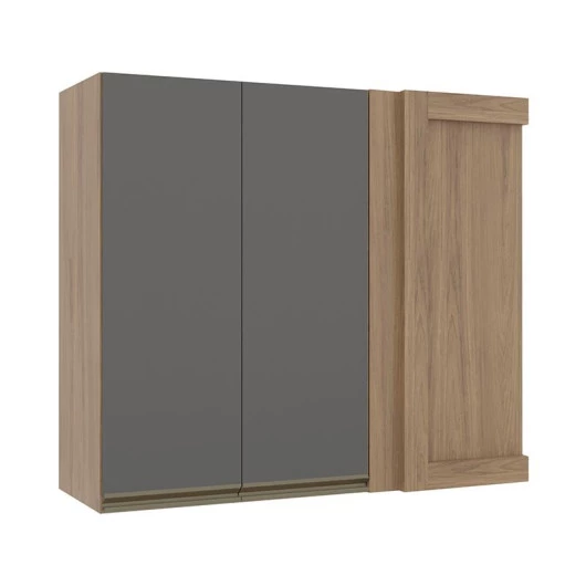 Módulo Armário Aéreo 88x100 Canto Reto Esquerdo 100% MDF Cozinha Modulada Gold Robel Hanover/Cinza