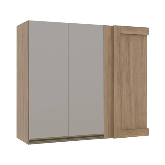 Módulo Armário Aéreo 88x100 Canto Reto Esquerdo 100% MDF Cozinha Modulada Gold Robel Hanover/Fendi