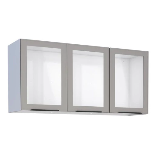 Armário Aéreo de Cozinha Aço 3 Portas Vidro Juno/Apolo 120 Cozimax Cinza Argila