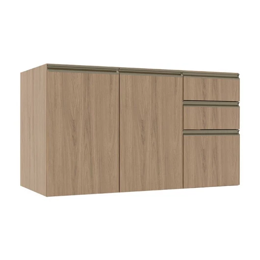 Módulo Balcão 120cm 3 Gavetas 100% MDF Cozinha Modulada Gold Robel Hanover/Hanover