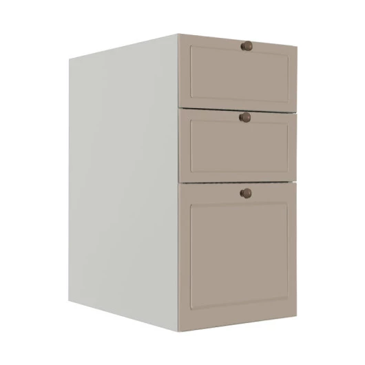 Módulo Balcao 35cm 3 Gavetas 100% MDF Cozinha Modulada Provence Robel Branco/Fendi Matte
