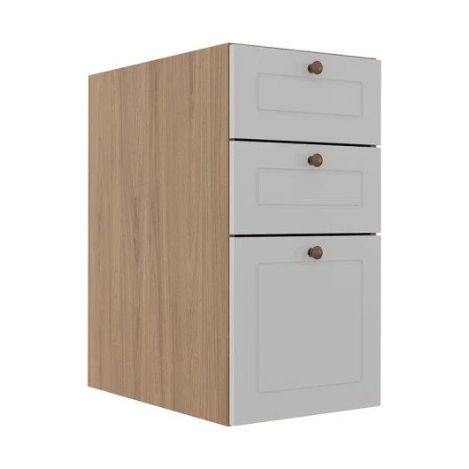 Módulo Balcao 35cm 3 Gavetas 100% MDF Cozinha Modulada Provence Robel Hanover/Branco Matte