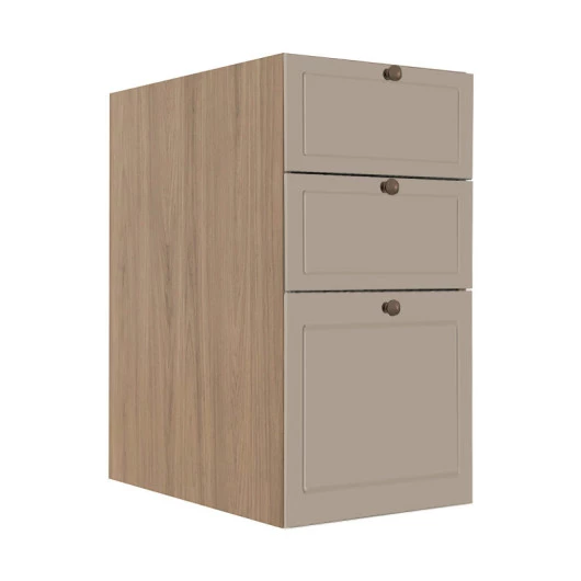 Módulo Balcao 35cm 3 Gavetas 100% MDF Cozinha Modulada Provence Robel Hanover/Fendi Matte