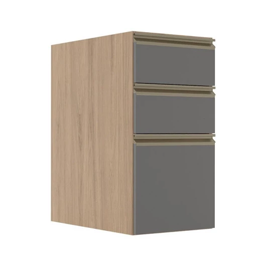 Módulo Balcão 35cm 3 Gavetas 100% MDF Cozinha Modulada Gold Robel Hanover/Cinza