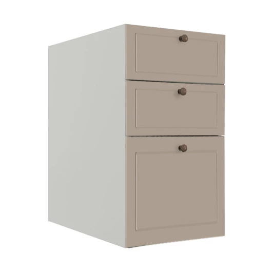 Módulo Balcao 40cm 3 Gavetas 100% MDF Cozinha Modulada Provence Robel Branco/Fendi Matte