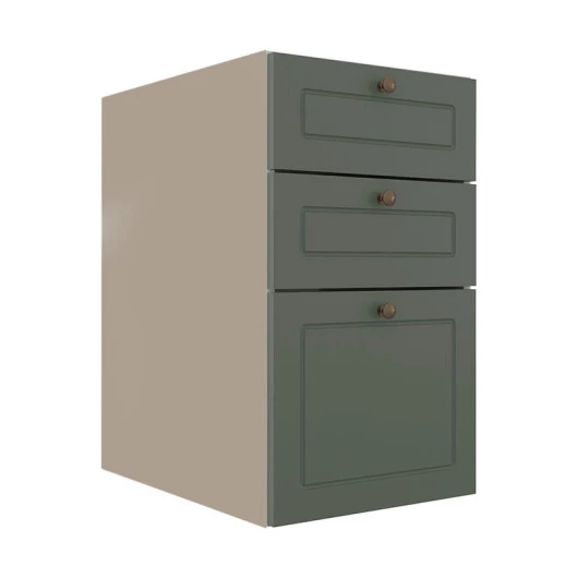 Módulo Balcao 40cm 3 Gavetas 100% MDF Cozinha Modulada Provence Robel Fendi/Salvia Matte