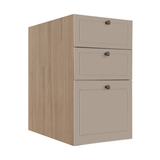 Módulo Balcao 40cm 3 Gavetas 100% MDF Cozinha Modulada Provence Robel Hanover/Fendi Matte
