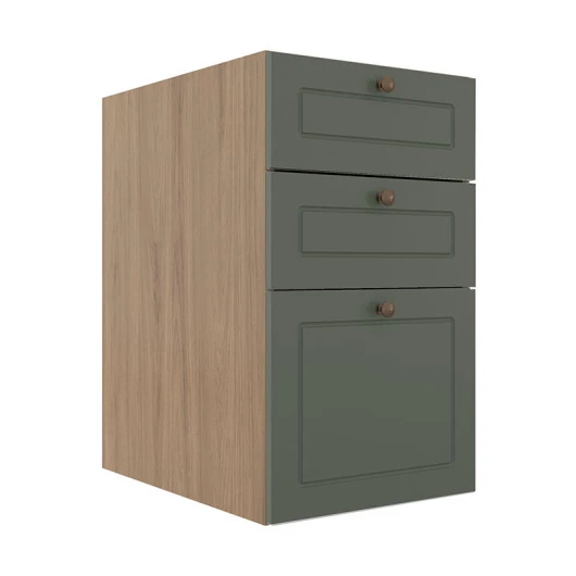Módulo Balcao 40cm 3 Gavetas 100% MDF Cozinha Modulada Provence Robel Hanover/Salvia Matte