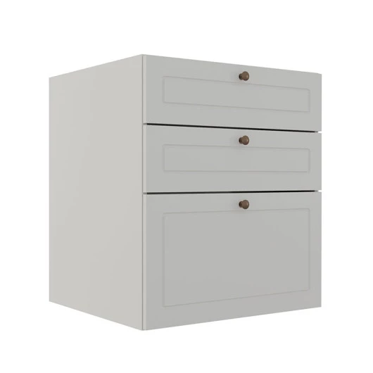 Módulo Balcao 60cm 3 Gavetas 100% MDF Cozinha Modulada Provence Robel Branco/Branco Matte
