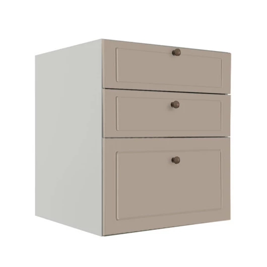 Módulo Balcao 60cm 3 Gavetas 100% MDF Cozinha Modulada Provence Robel Branco/Fendi Matte