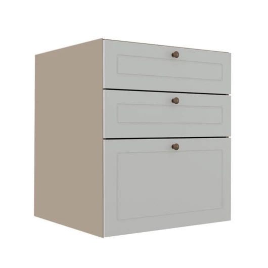 Módulo Balcao 60cm 3 Gavetas 100% MDF Cozinha Modulada Provence Robel Fendi/Branco Matte