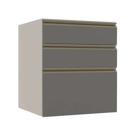 Módulo Balcão 60cm 3 Gavetas 100% MDF Cozinha Modulada Gold Robel Fendi/Cinza