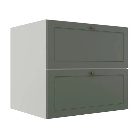 Módulo Balcao 80cm 1 Gaveta 1 Porta Basculante 100% MDF Cozinha Provence Robel Branco/Salvia Matte