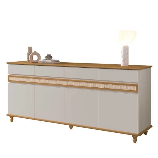Buffet Sala Jantar Grande 184cm 4 Portas 4 Gavetas Açores EDN Fendi/Freijo