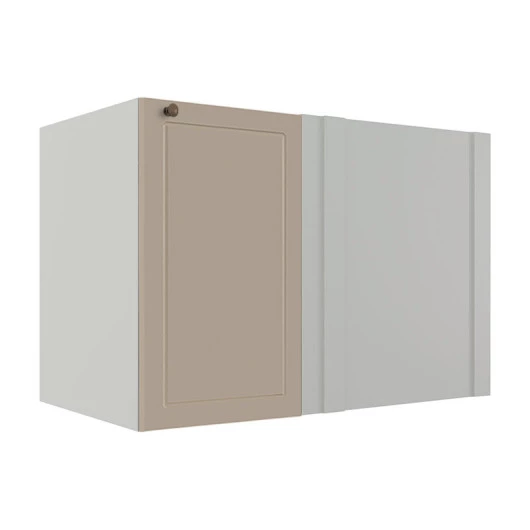 Módulo Balcao de Canto Reto 100cm Direito/Esquerdo 100% MDF Cozinha Provence Robel Branco/Fendi Matte