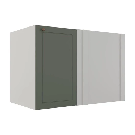 Módulo Balcao de Canto Reto 100cm Direito/Esquerdo 100% MDF Cozinha Provence Robel Branco/Salvia Matte