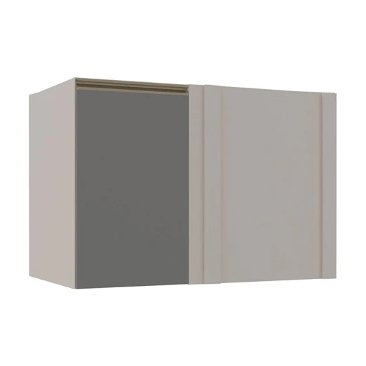 Módulo Balcao De Canto Reto 100cm Esquerdo 100% MDF Cozinha Modulada Gold Robel Fendi/Cinza