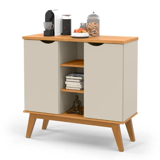 Balcão Pequeno Cantinho do Café 100cm 2 Portas Prism Patrimar Off White/Cinamomo