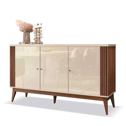 Balcão Buffet Sala Jantar 3 Portas 1 Gaveta Argo EDN Off White/Naturale