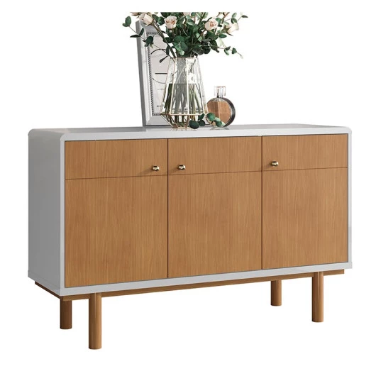 Buffet Balcão Sala 3 Portas 120cm Catar Lukaliam Tauri/Off White Perolizado