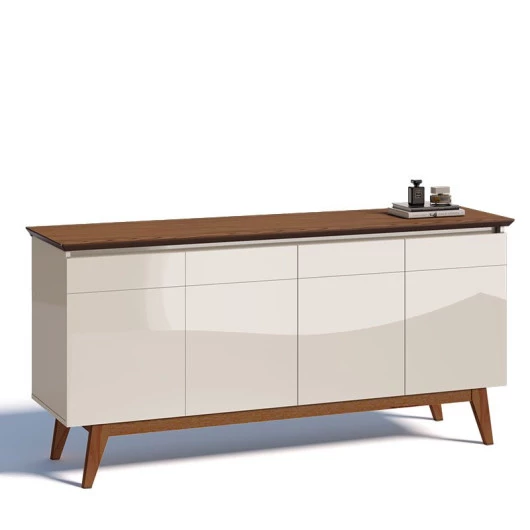 Balcão Buffet 1.65cm Para Sala de Jantar 4 Portas Classic Imcal Off White/Freijó