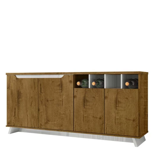 Balcão Buffet Aparador Adega 160cm 4 Portas Munique Lukaliam Canela/Off White