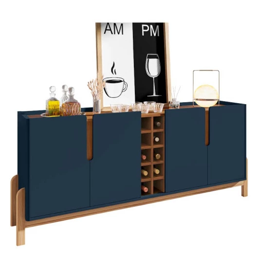 Buffet Balcão Sala de Jantar 4 Portas Adega Lizz 1.9 Casa D Azul/Cedro
