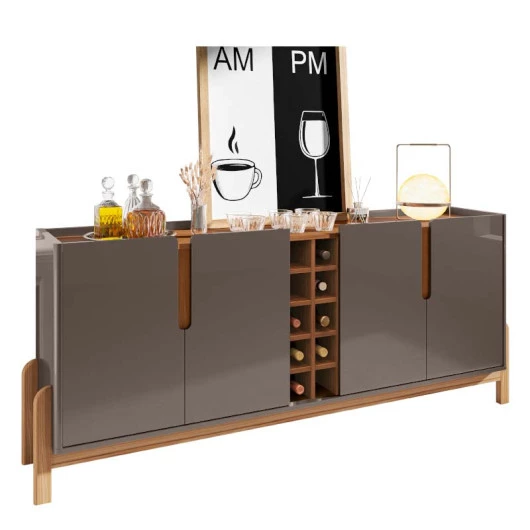 Buffet Balcão Sala de Jantar 4 Portas Adega Lizz 1.9 Casa D Cinza/Cedro