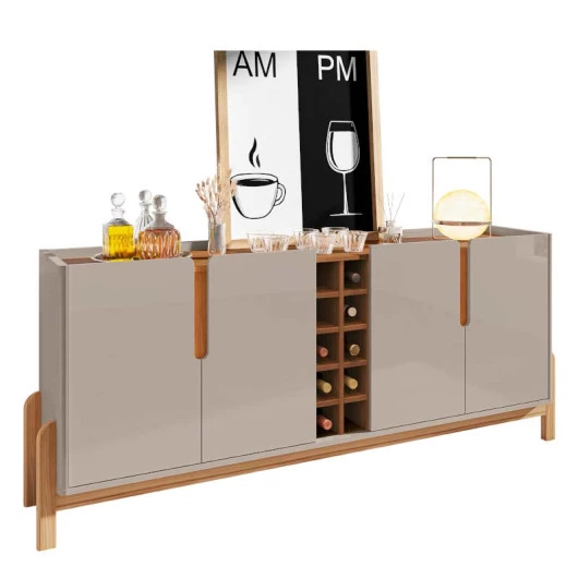 Buffet Balcão Sala de Jantar 4 Portas Adega Lizz 1.9 Casa D Off White/Cedro