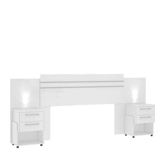 Cabeceira Com LED Casal / Queen Bahamas Mirarack Branco