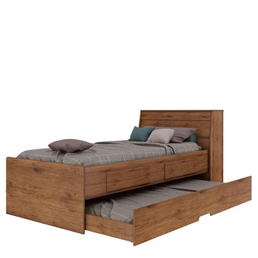 Cama de Solteiro Bibox com Auxiliar Teen Gelius Madeirado