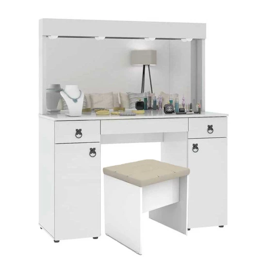 Penteadeira Camarim Lady com Banqueta Mirarack Branco