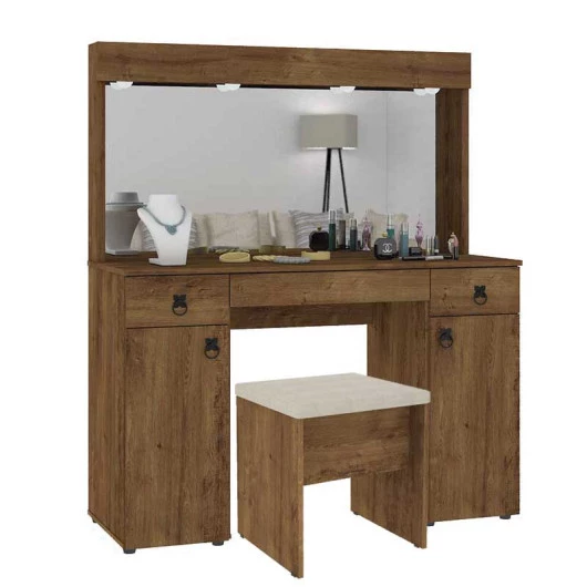 Penteadeira Camarim Lady com Banqueta Mirarack Canela