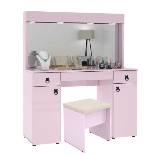 Penteadeira Camarim Lady com Banqueta Mirarack Rosa