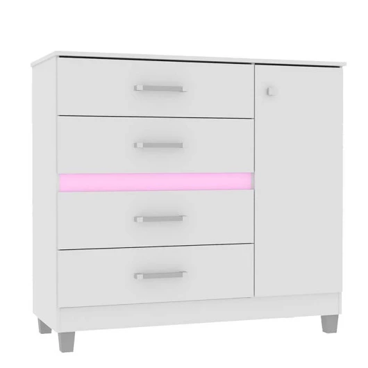Cômoda com Sapateira Florence Mirarack Branco/Rosa