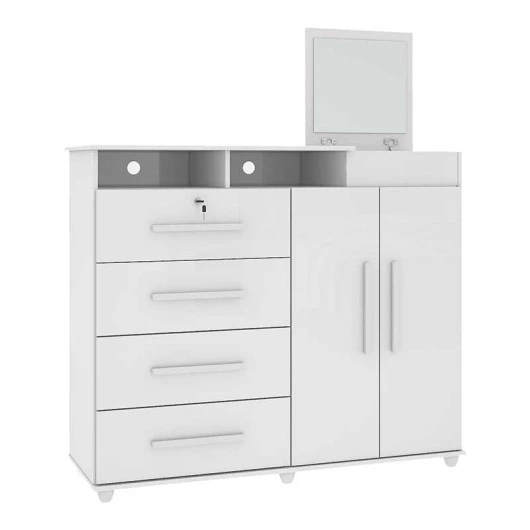 Cômoda com Sapateira Diamante Mirarack Branco
