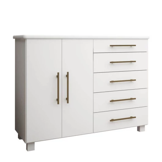 Cômoda Sapateira 2 Portas 5 Gavetas Suíca Gelius Branco