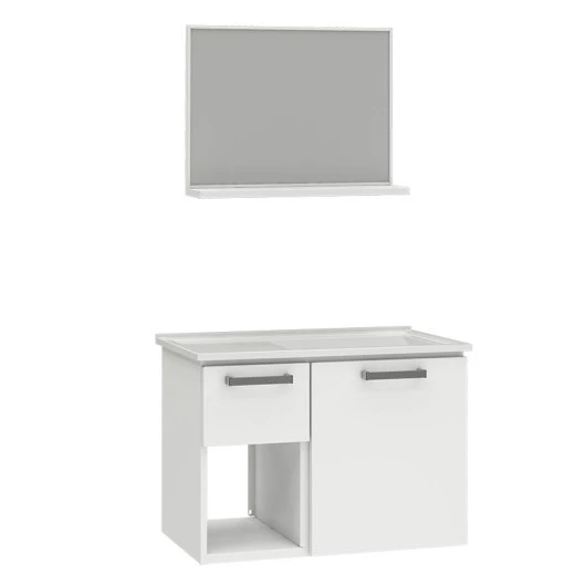 Conjunto Para Banheiro Aço Gabinete com Espelho Açai 60 Cozimax Branco