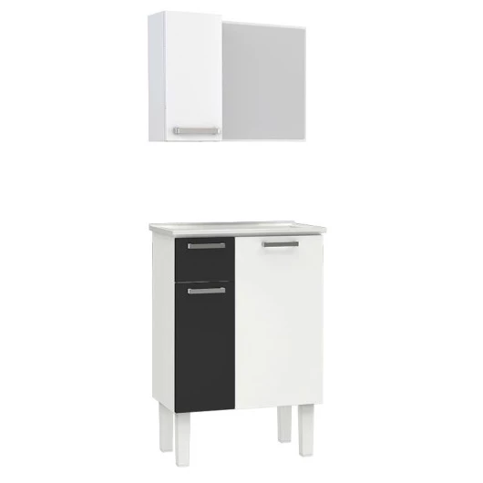 Conjunto Para Banheiro Aço Araça 60 Espelho Romã Cozimax Branco/Preto