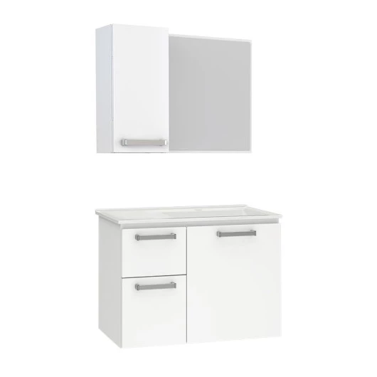 Conjunto Para Banheiro Aço Kiwi 60 Espelheira Romã Cozimax Branco