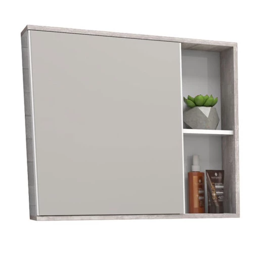 Espelho Para Banheiro Madeira Com Porta Caeté 60 Cozimax Branco/Calcare