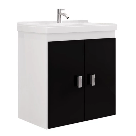 Gabinete Para Banheiro Madeira Ficus 50 Cozimax Branco/Preto