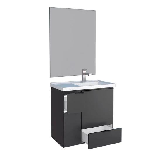 Conjunto Para Banheiro Orquídea 60 Com Espelho Bisotê 600x850 Cozimax Preto
