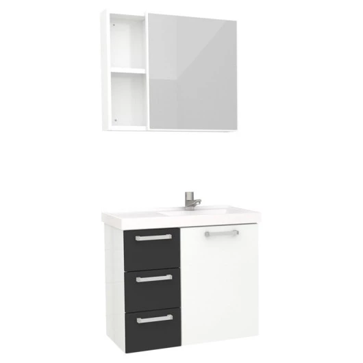 Conjunto Para Banheiro Aço Ameixa 60 Cozimax Branco/Preto