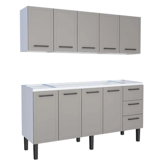 Cozinha Gabinete e Aéreo 180 Juno 3G Cozimax Cinza Argila