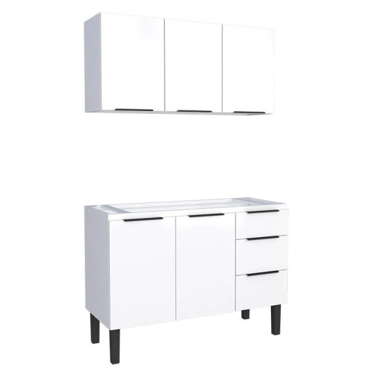 Cozinha Completa Gabinete Para Pia 120cm e Armário Aéreo Júpiter Cozimax Branco
