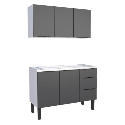 Cozinha Completa Gabinete Para Pia 120cm e Armário Aéreo Júpiter Cozimax Preto