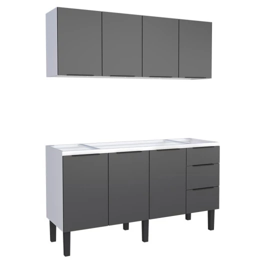 Cozinha Completa Gabinete Para Pia 160cm e Armário Aéreo Júpiter Cozimax Preto