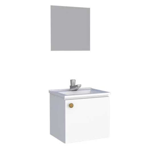 Conjunto Gabinete Para Banheiro Aço com Espelho Amêndoa 40 Cozimax Branco