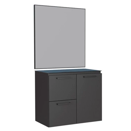 Conjunto Banheiro Aço Gabinete Osiris 60 Com Espelho Gaia Sem Cuba Cozimax Preto